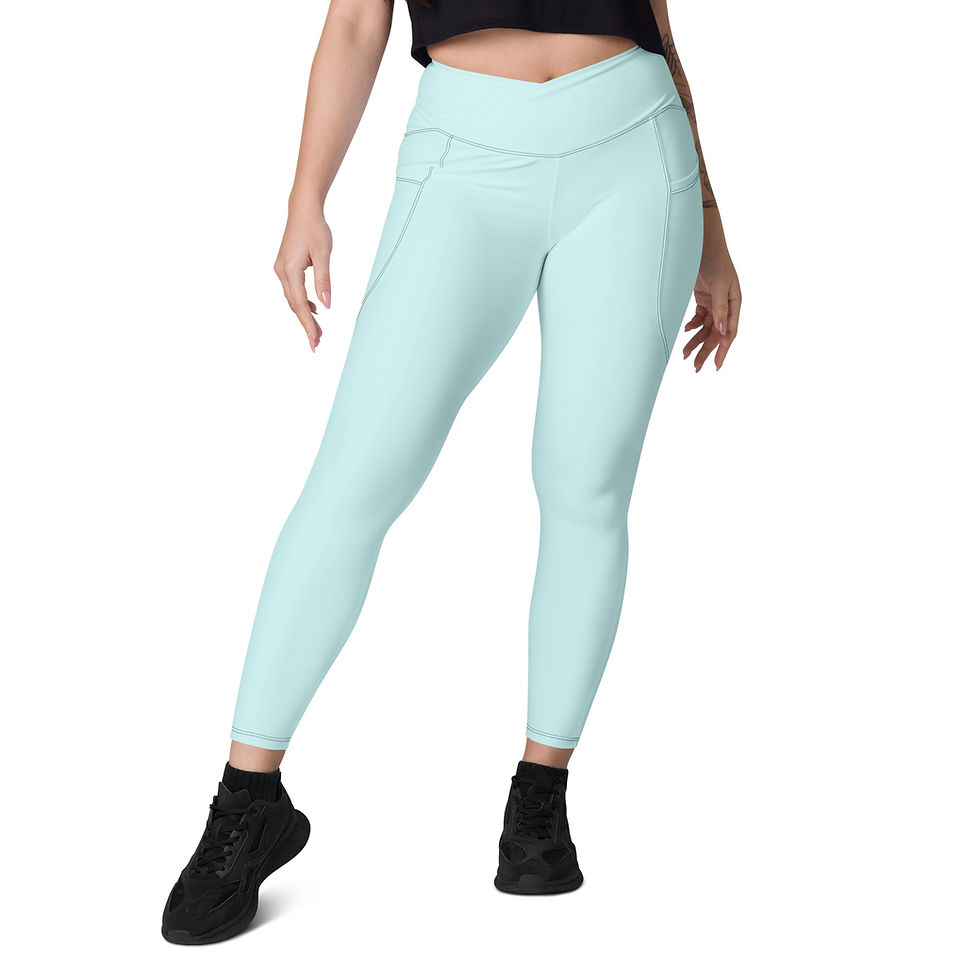 Thumbnail: Classic Essentials Women’s Crossover Leggings w/ Pockets (Cyan)