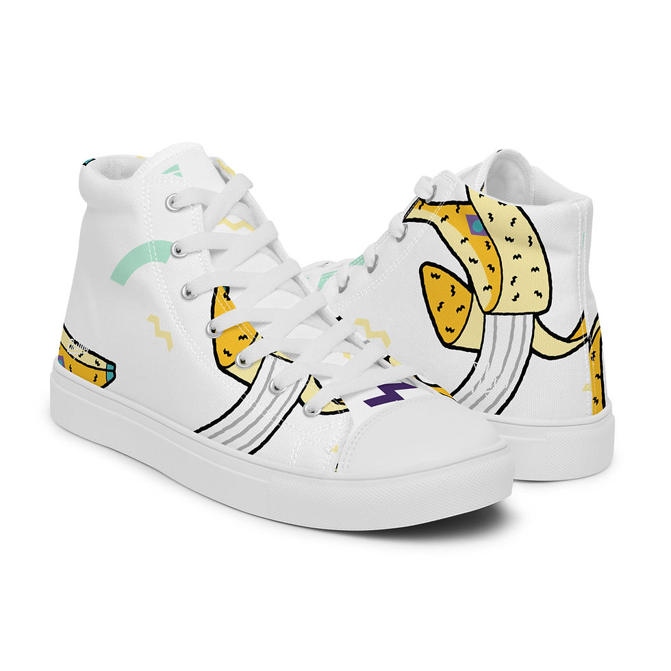 Thumbnail: Rockstar Essentials Men’s High-Top Canvas Sneakers (Go Bananas; White)