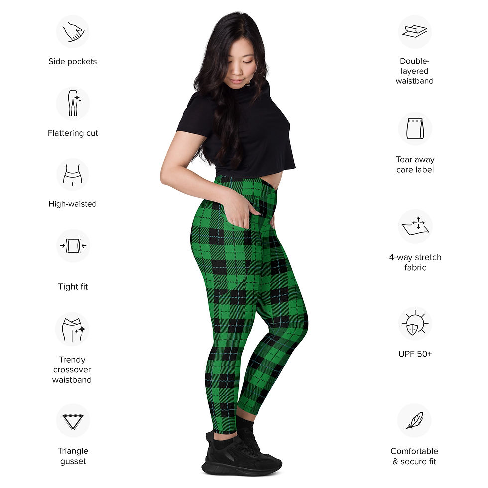 Thumbnail: Rockstar Essentials Women's Crossover Leggings w/ Pockets (Punk; Duncan; Emerald
