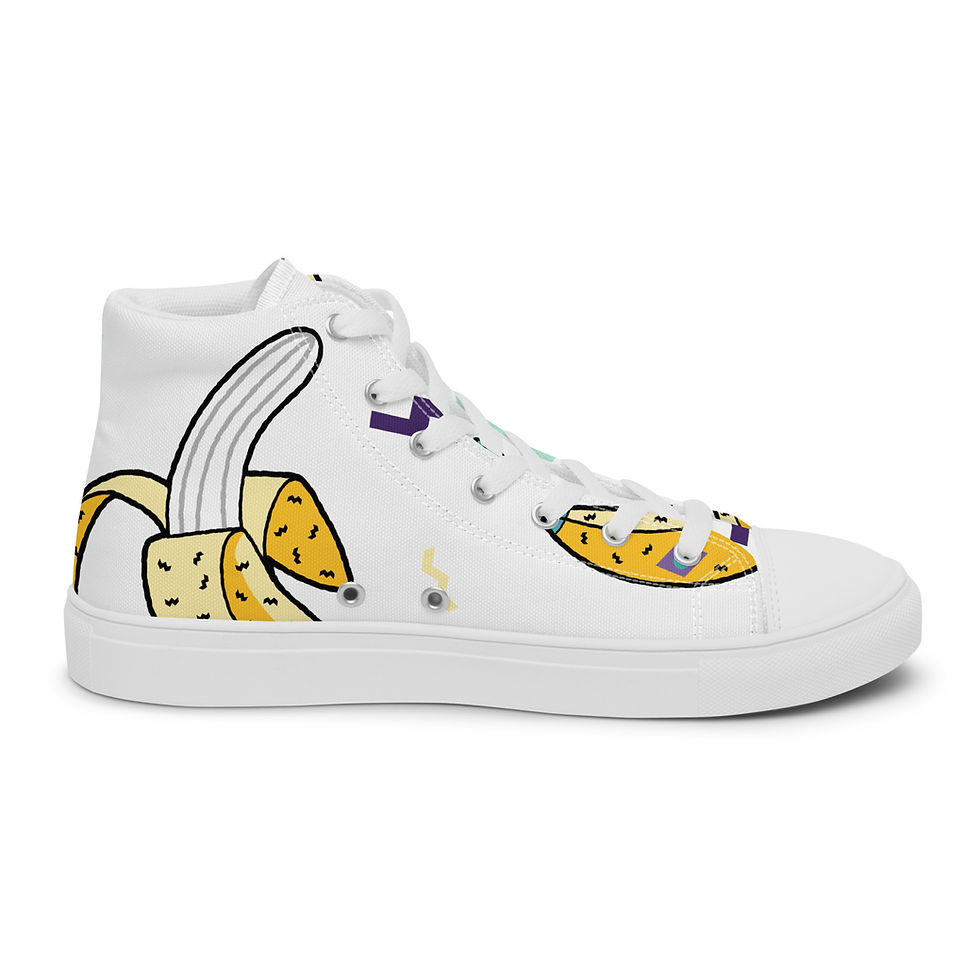 Thumbnail: Rockstar Essentials Women’s High-Top Canvas Sneakers (Go Bananas; White)