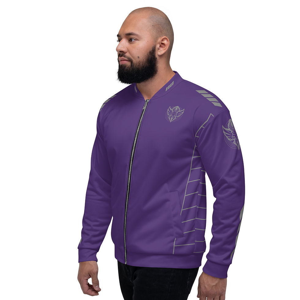Thumbnail: Superhuman Essentials Bomber Jacket Liner Zip Sweater (Unisex; Crew; Purple)