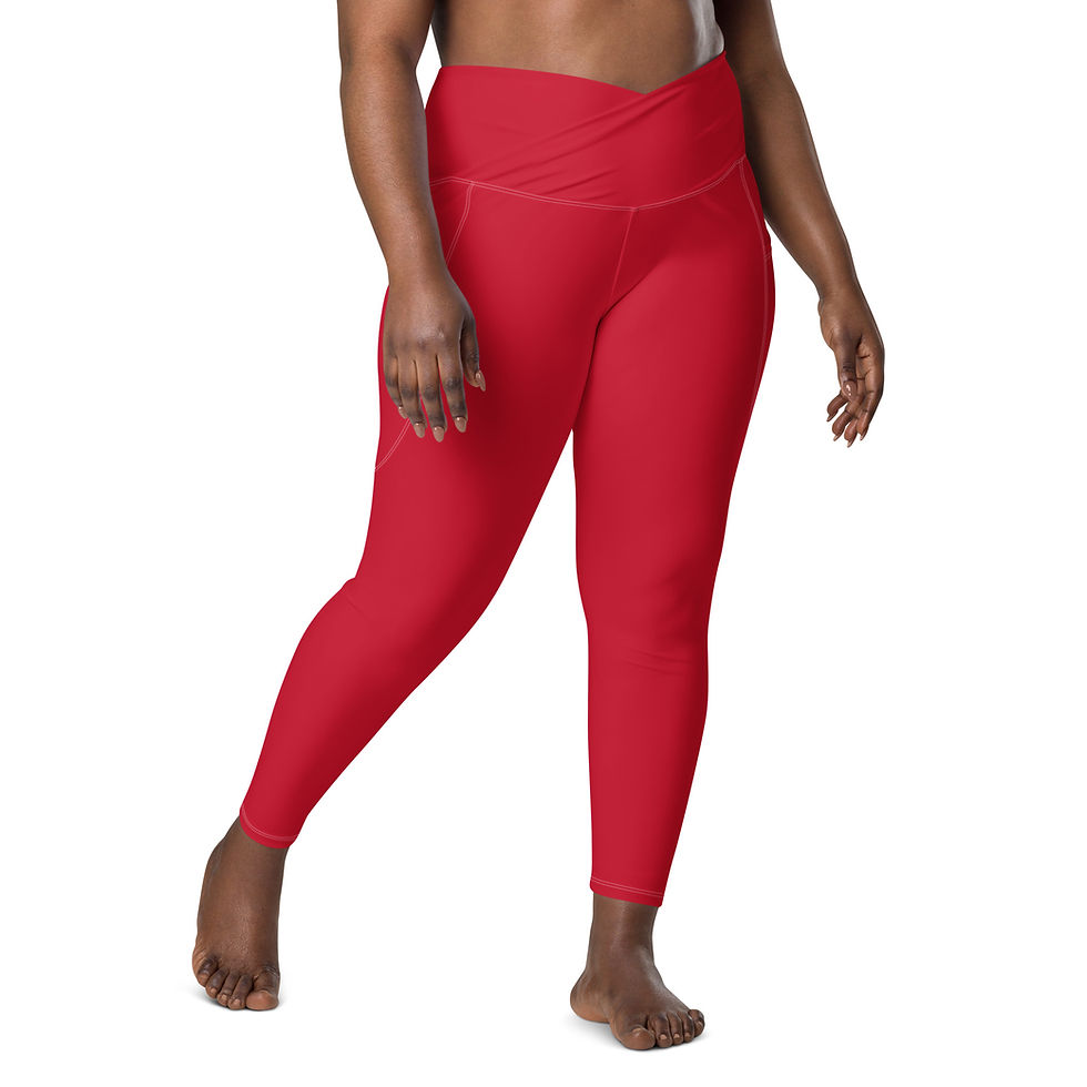 Thumbnail: Classic Essentials Women’s Crossover Leggings w/ Pockets (Red)