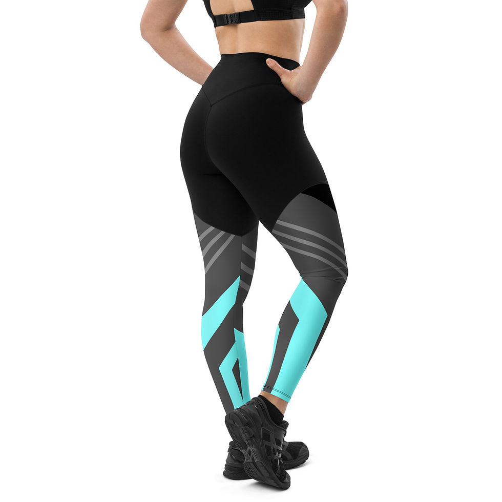 Thumbnail: Superhuman Essentials Women's Sport Leggings w/ Pocket (Butt Lifter; Black/Cyan)