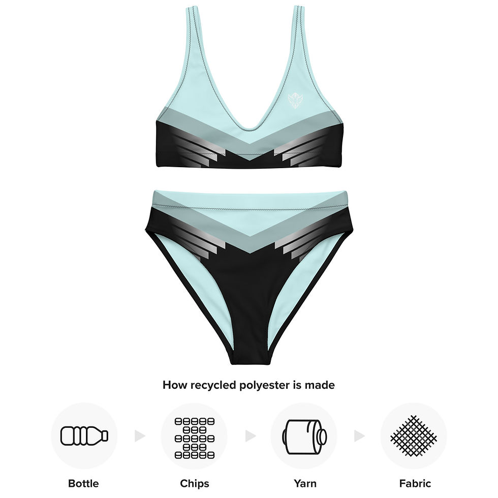 Thumbnail: Superhuman Essentials Women's High-Waisted Bikini (Paladin; Cyan/Black