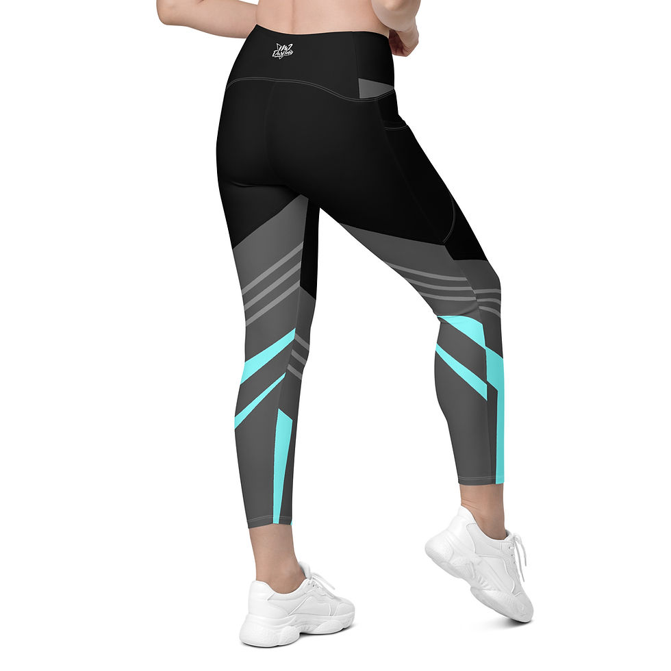 Thumbnail: Superhuman Essentials Women's Sport Leggings w/ Pockets (Cyan/Black)