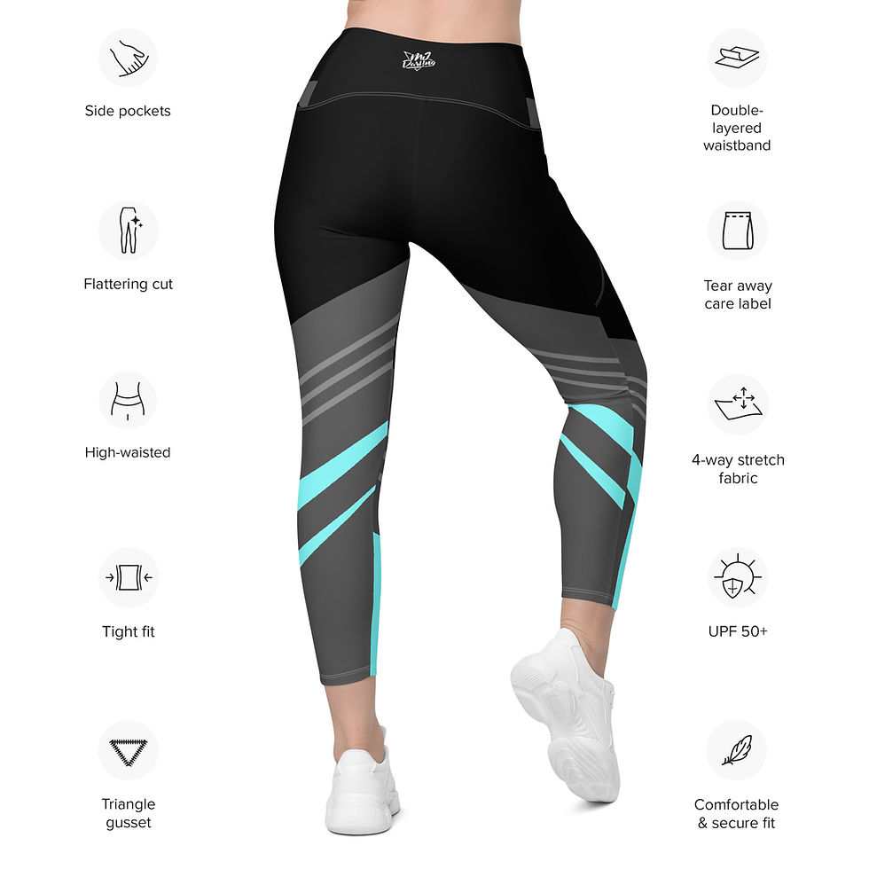 Thumbnail: Superhuman Essentials Women's Sport Leggings w/ Pockets (Cyan/Black)