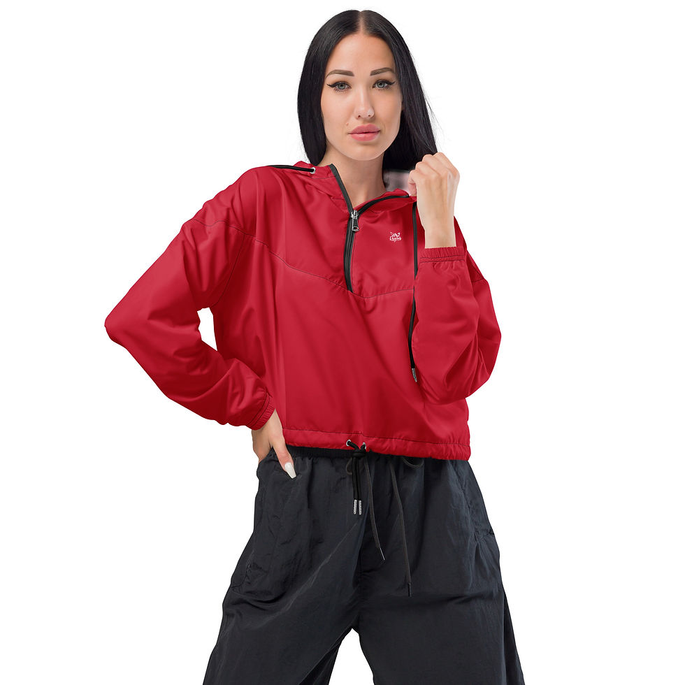 Thumbnail: Classic Essentials Women’s Cropped Windbreaker (Red; Black Stitch)