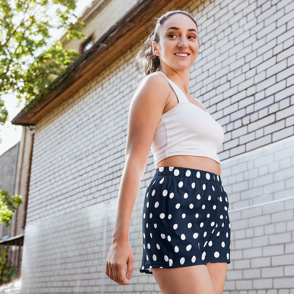 Thumbnail: Classic Essentials Athletic Shorts (Unisex; Polka Dot; White/Navy)