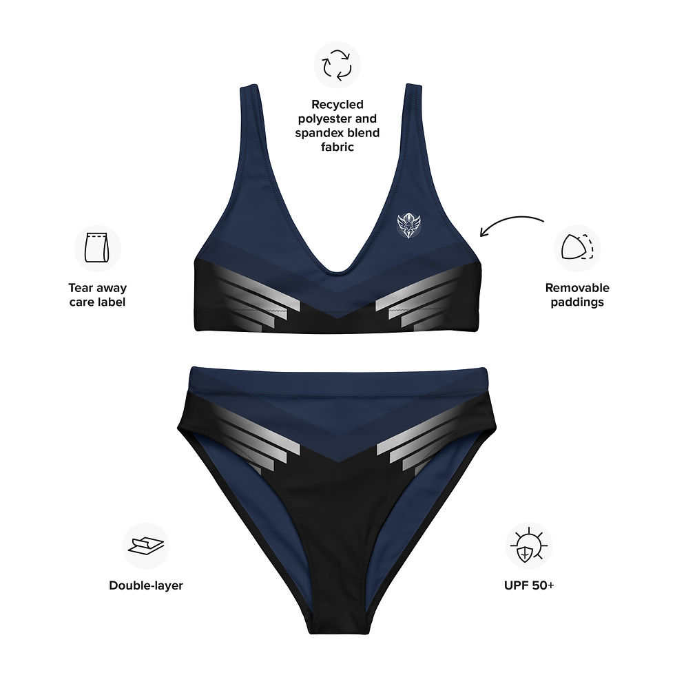 Thumbnail: Superhuman Essentials Women's High-Waisted Bikini (Paladin; Navy/Black)