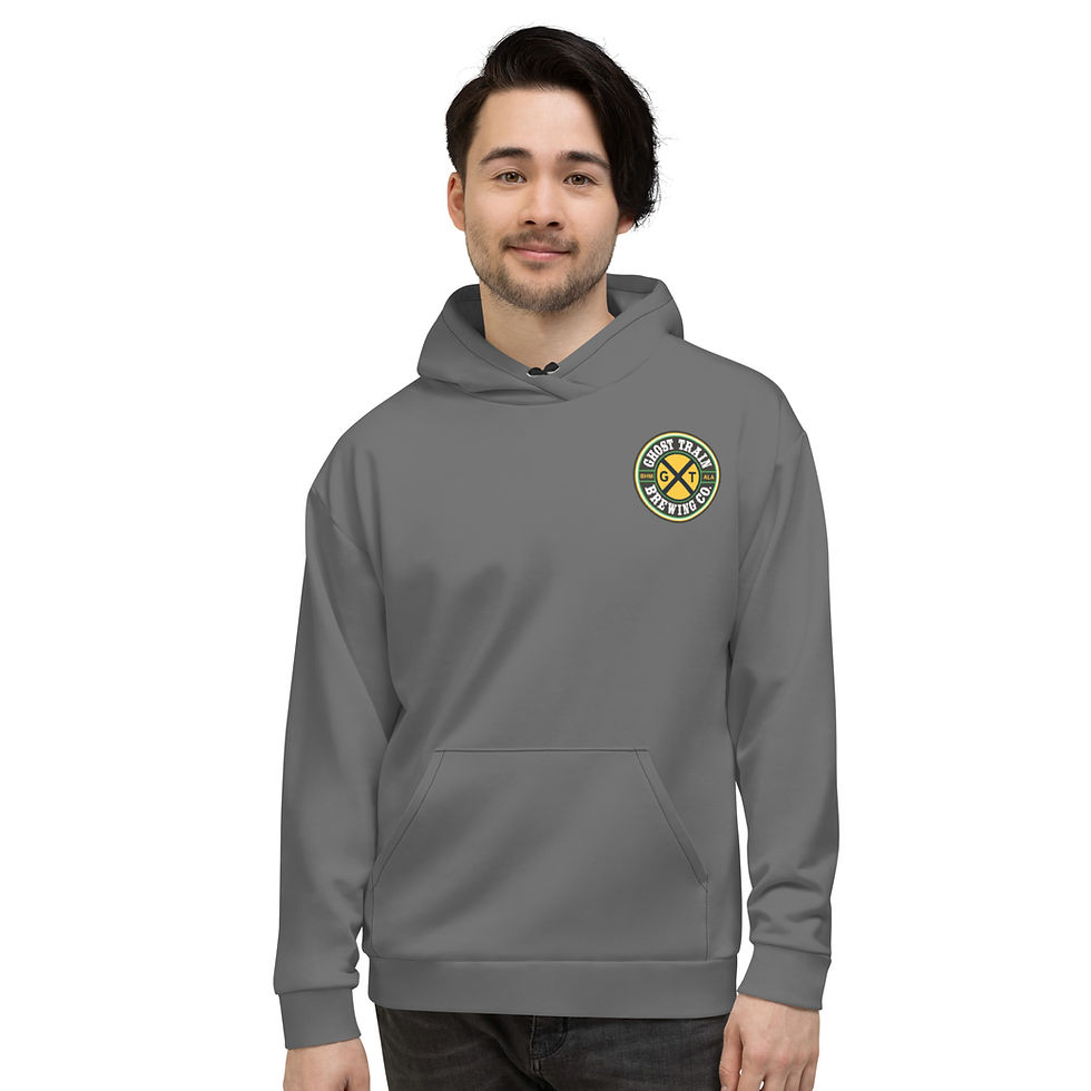 Thumbnail: Ghost Train Brewing Company Pullover Hoodie (Unisex; Gray; Logo)