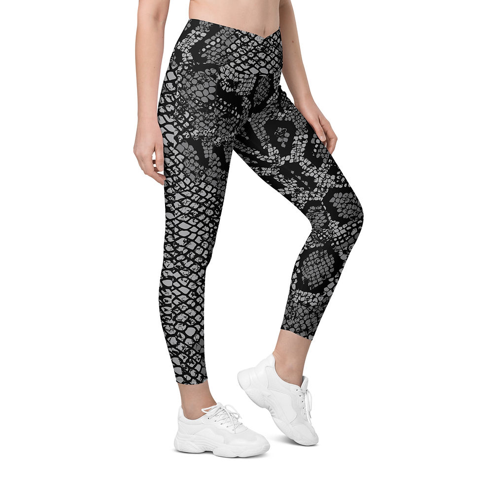 Thumbnail: Rockstar Essentials Women's Crossover Leggings w/ Pockets (Cobra Style; Gray)