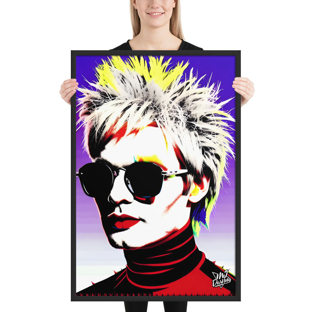 Wooden Framed Poster (Andyvision: Pop Art Portrait Of Andy Warhol; 3 Sizes)