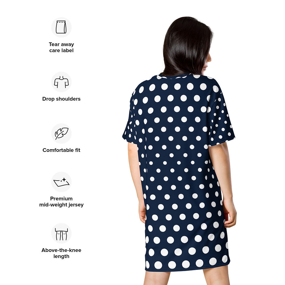 Thumbnail: Classic Essentials Women’s T-Shirt Dress (Polka Dot; White/Navy)