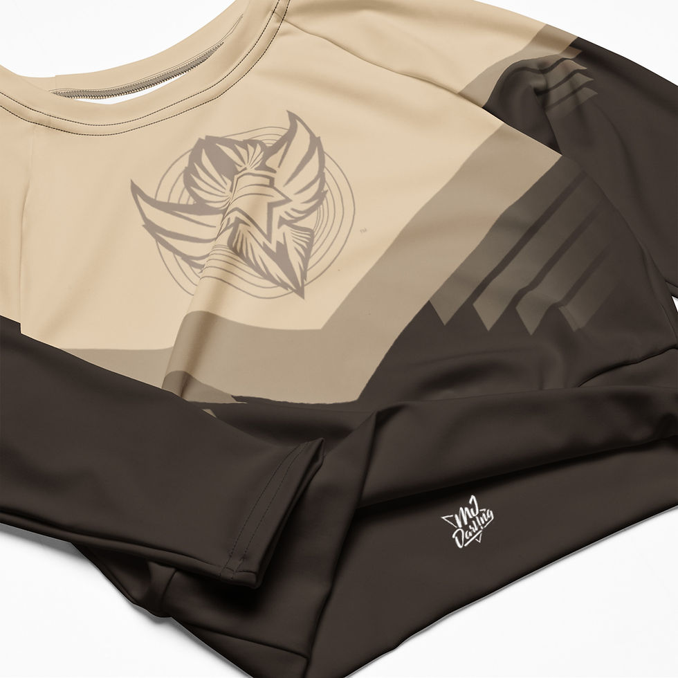Thumbnail: Superhuman Essentials Long-Sleeve Cropped Rash Guard (Paladin; Champagne/Chocola