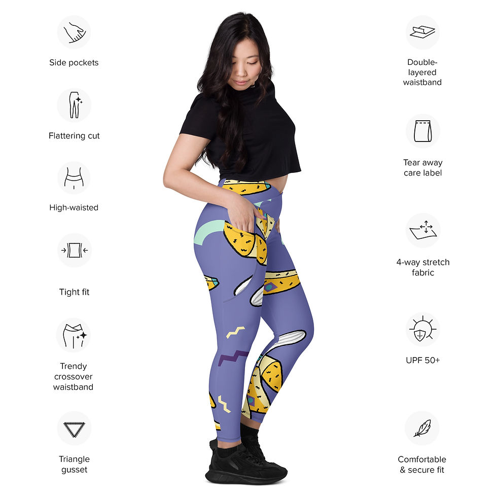Thumbnail: Rockstar Essentials Women’s Crossover Leggings w/ Pockets (Go Bananas; Blue)