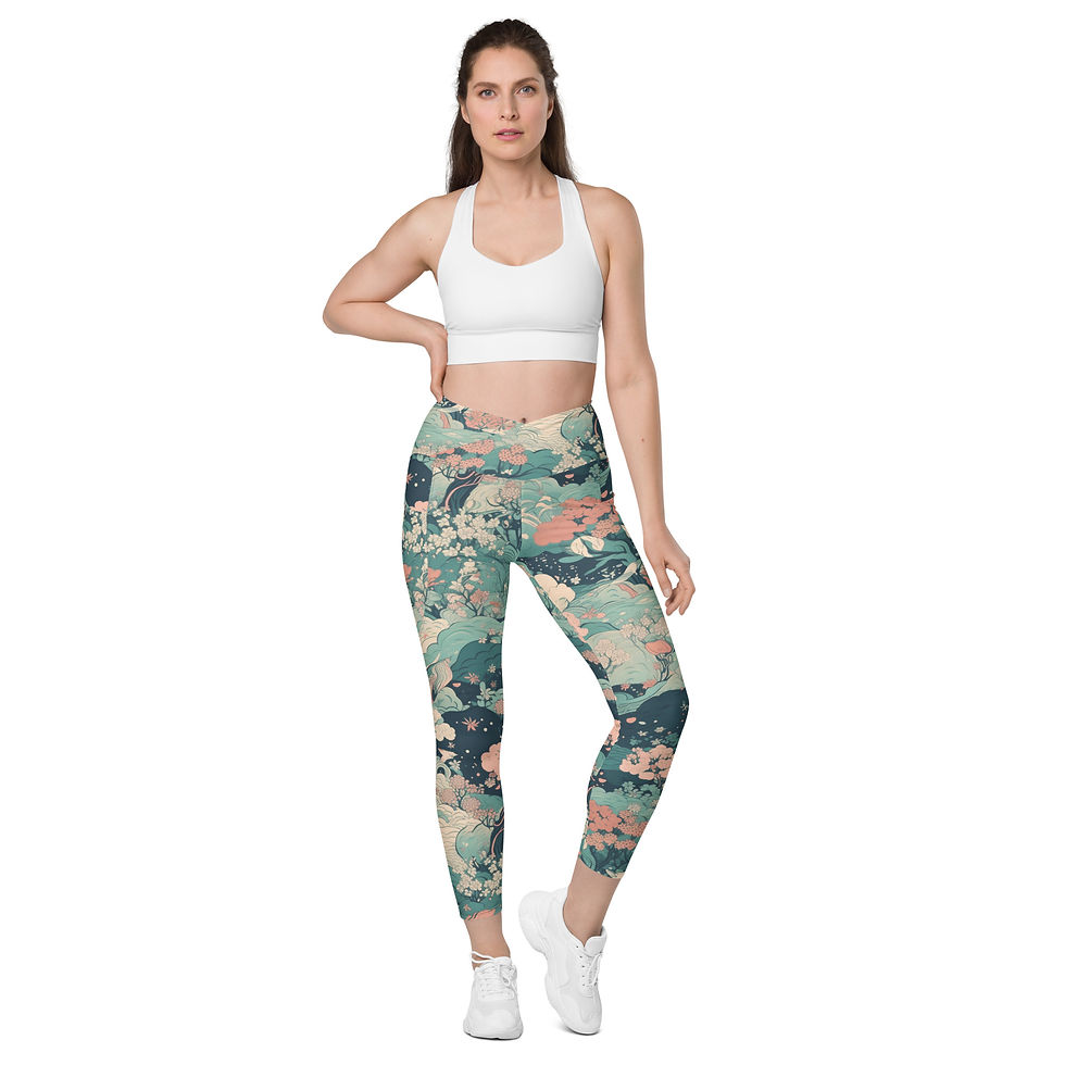 Thumbnail: Rockstar Essentials Women's Crossover Leggings w/ Pockets (Spring; Tea In Okinaw