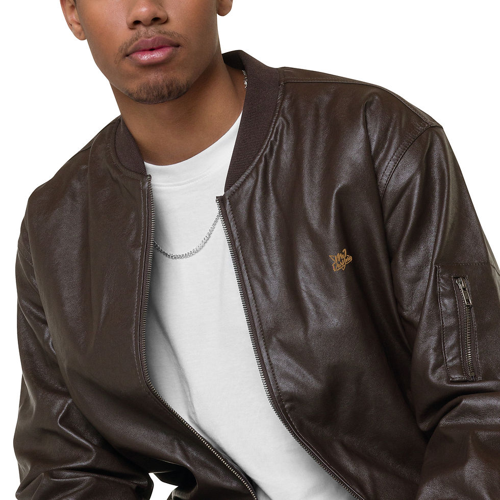 Thumbnail: Classic Essentials Leather Bomber Jacket (Faux; Unisex; Chocolate Brown)