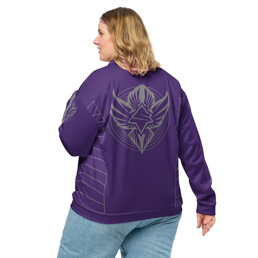 Thumbnail: Superhuman Essentials Bomber Jacket Liner Zip Sweater (Unisex; Crew; Purple)