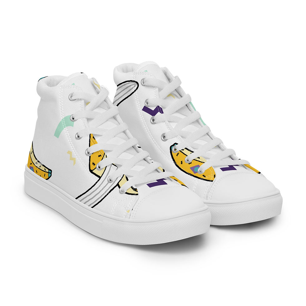 Thumbnail: Rockstar Essentials Men’s High-Top Canvas Sneakers (Go Bananas; White)