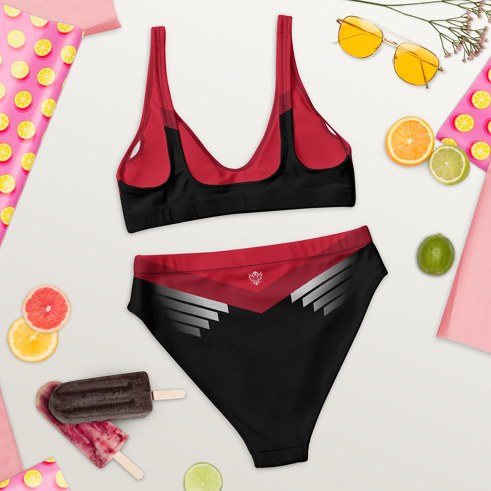 Thumbnail: Superhuman Essentials Women's High-Waisted Bikini (Paladin; Red/Black)