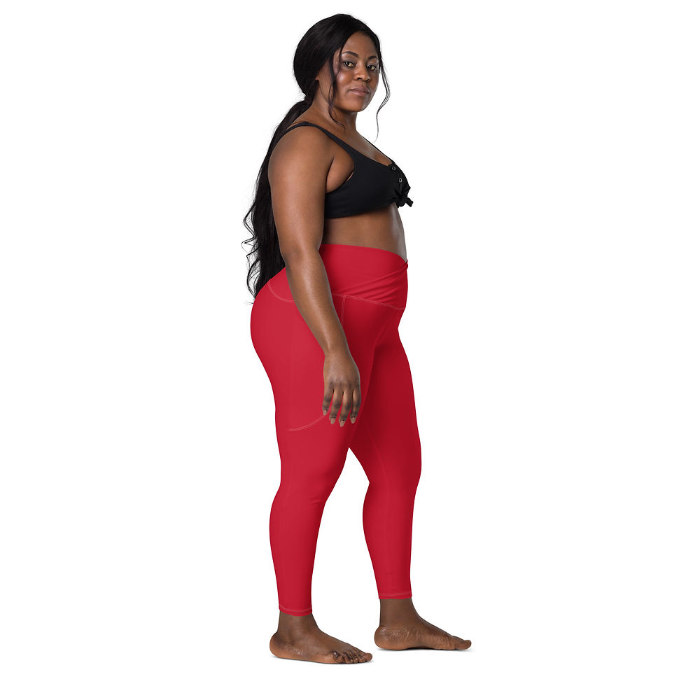 Thumbnail: Classic Essentials Women’s Crossover Leggings w/ Pockets (Red)
