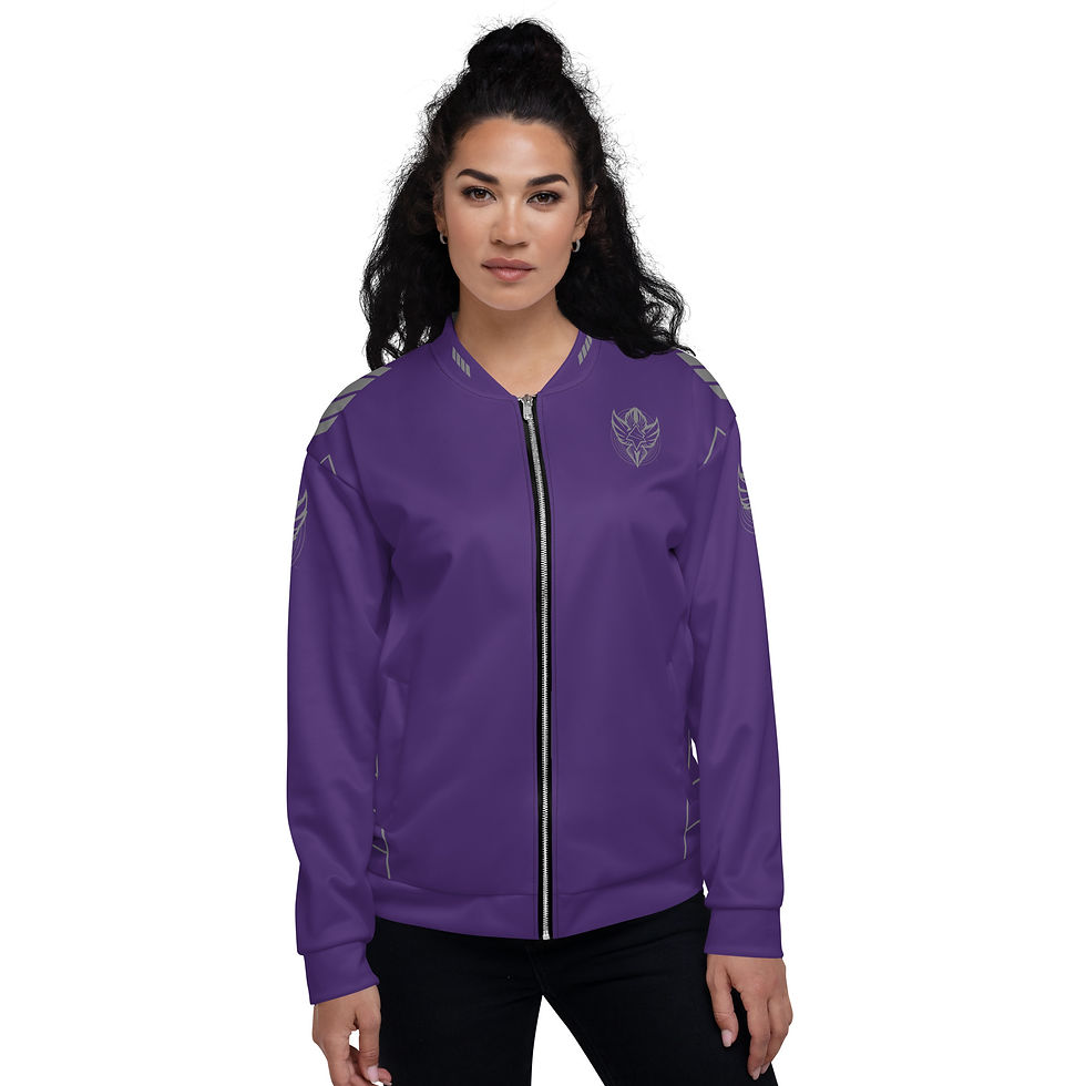 Thumbnail: Superhuman Essentials Bomber Jacket Liner Zip Sweater (Unisex; Crew; Purple)