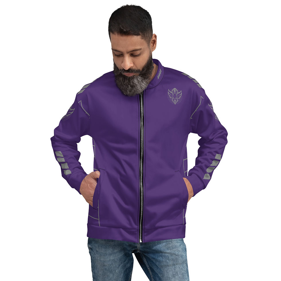 Thumbnail: Superhuman Essentials Bomber Jacket Liner Zip Sweater (Unisex; Crew; Purple)