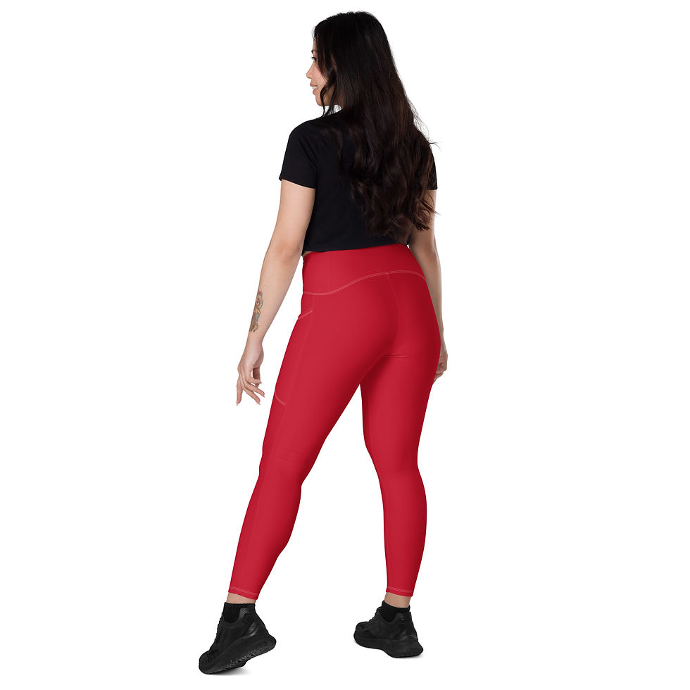 Thumbnail: Classic Essentials Women’s Crossover Leggings w/ Pockets (Red)