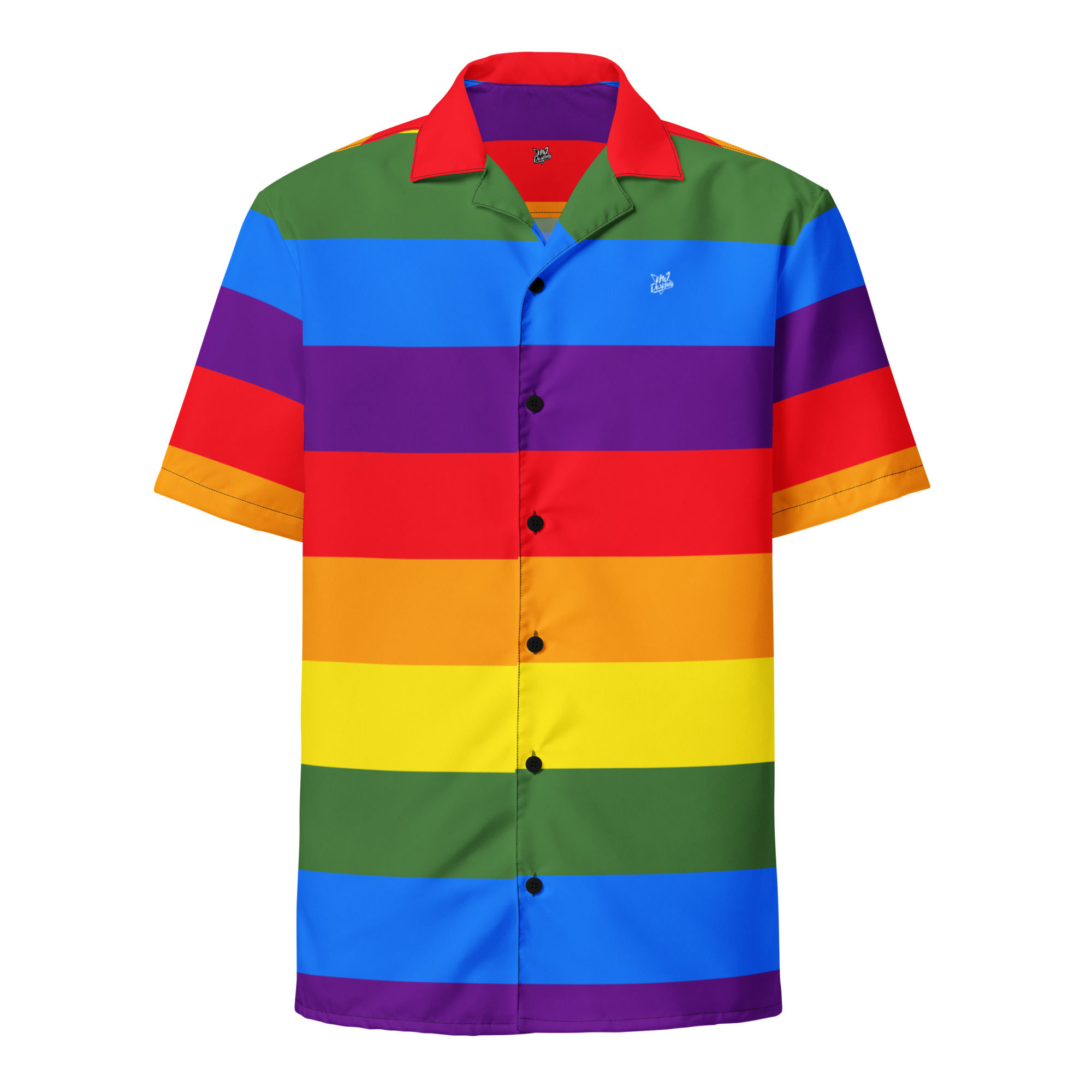 Rockstar Essentials Short Sleeve Button Down Shirt (Unisex; j Pride)
