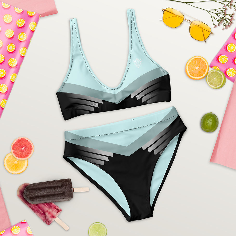 Thumbnail: Superhuman Essentials Women's High-Waisted Bikini (Paladin; Cyan/Black