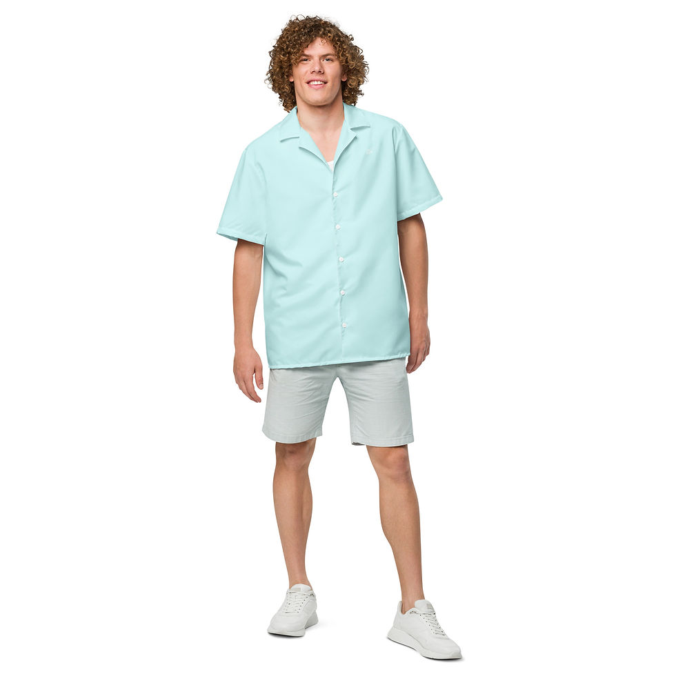 Thumbnail: Classic Essentials Short Sleeve Button Down Shirt (Unisex; Cyan/Turquoise)