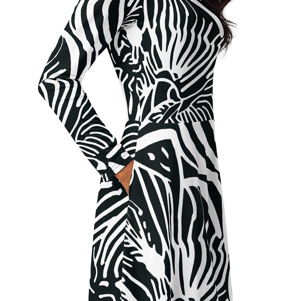 Thumbnail: Rockstar Essentials Women's Long Sleeve Midi Dress w/ Pockets (Zebra 2)