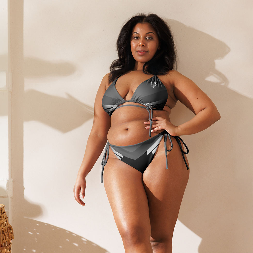 Thumbnail: Superhuman Essentials Women's String Bikini (Paladin; Gray/Black)
