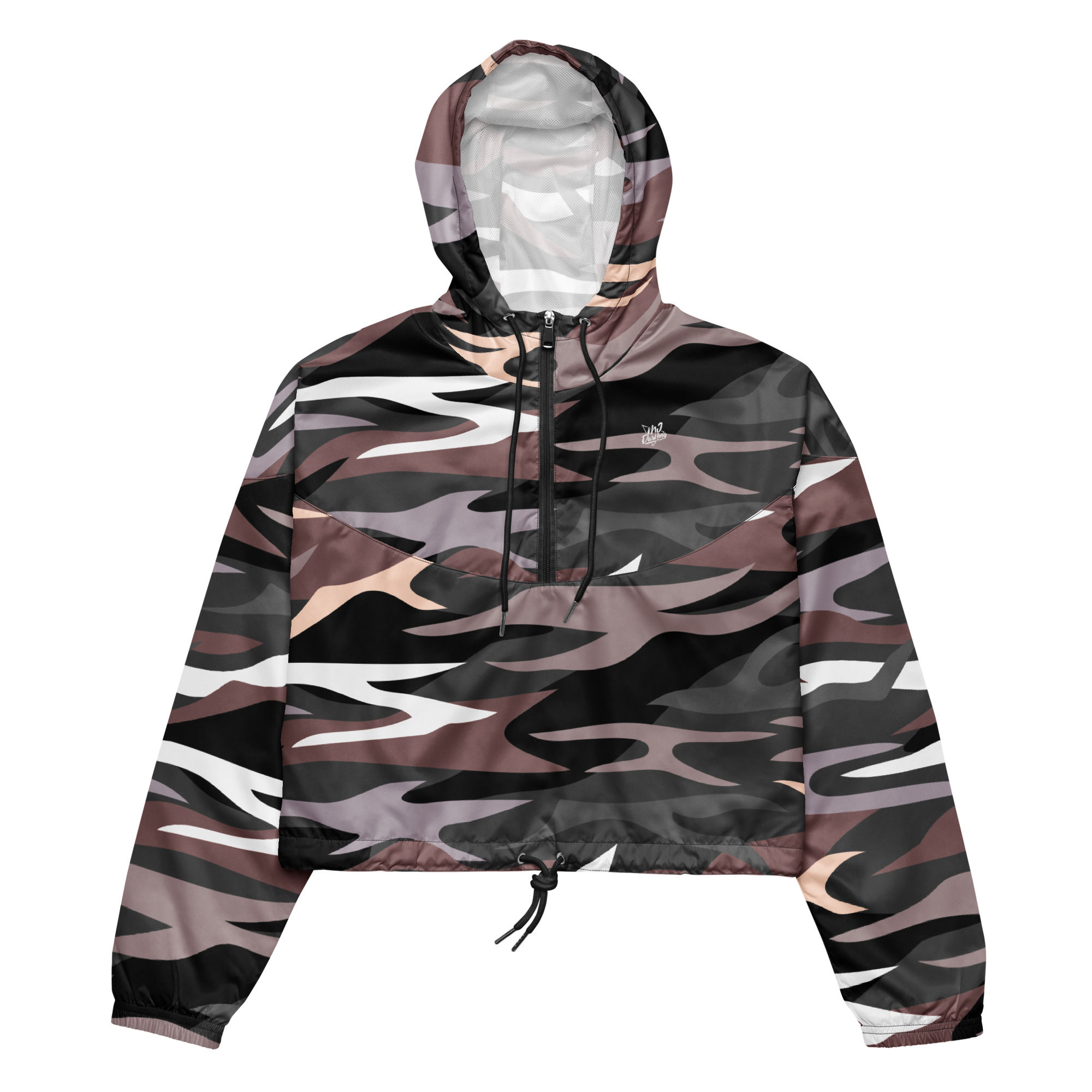 Rockstar Essentials Women’s Cropped Windbreaker (Shiggy; Camo; Gray)