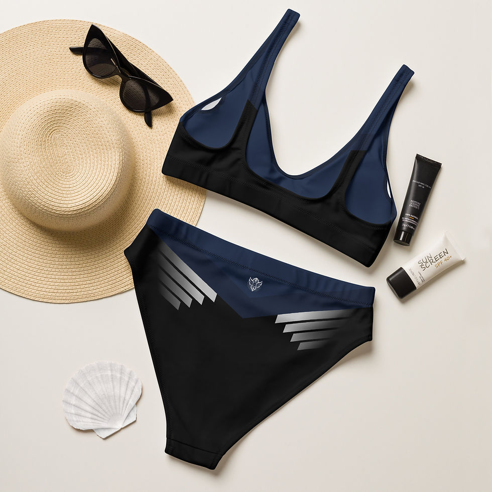 Thumbnail: Superhuman Essentials Women's High-Waisted Bikini (Paladin; Navy/Black)