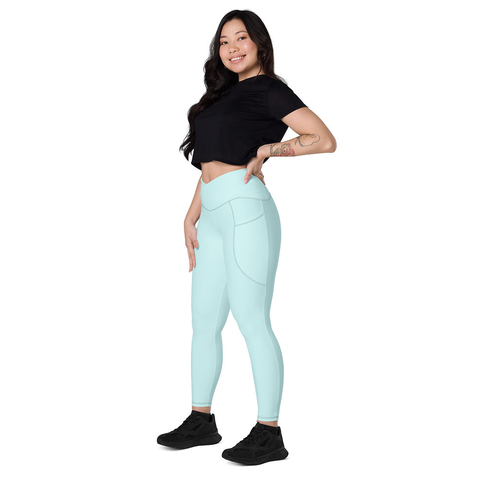 Thumbnail: Classic Essentials Women’s Crossover Leggings w/ Pockets (Cyan)