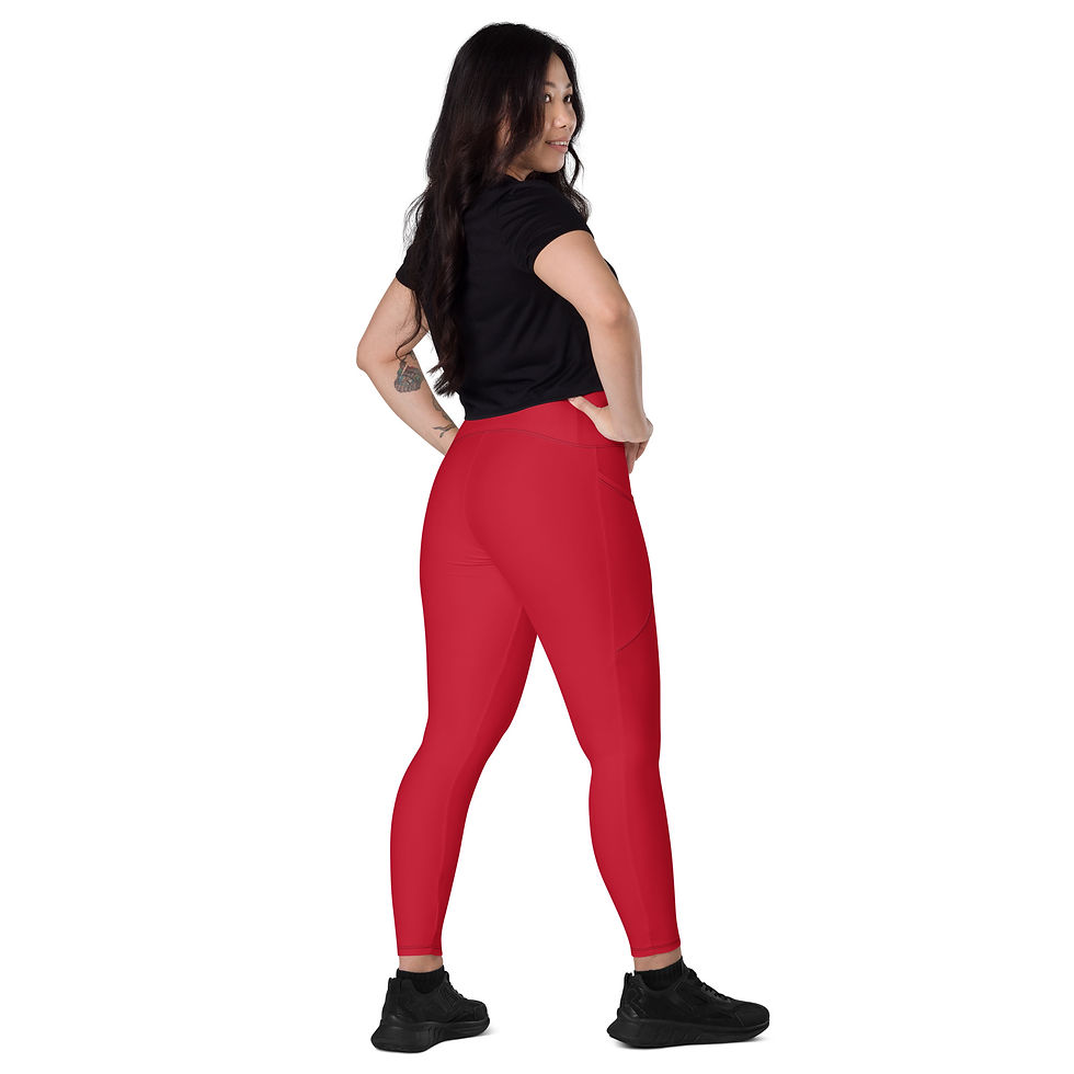 Thumbnail: Classic Essentials Women’s Crossover Leggings w/ Pockets (Red)