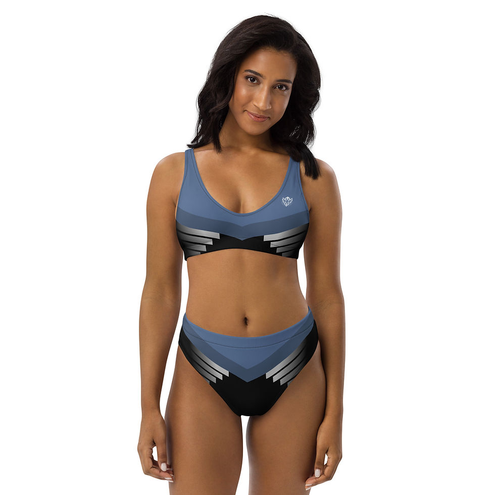 Thumbnail: Superhuman Essentials Women's High-Waisted Bikini (Paladin; Super Blue/Black)