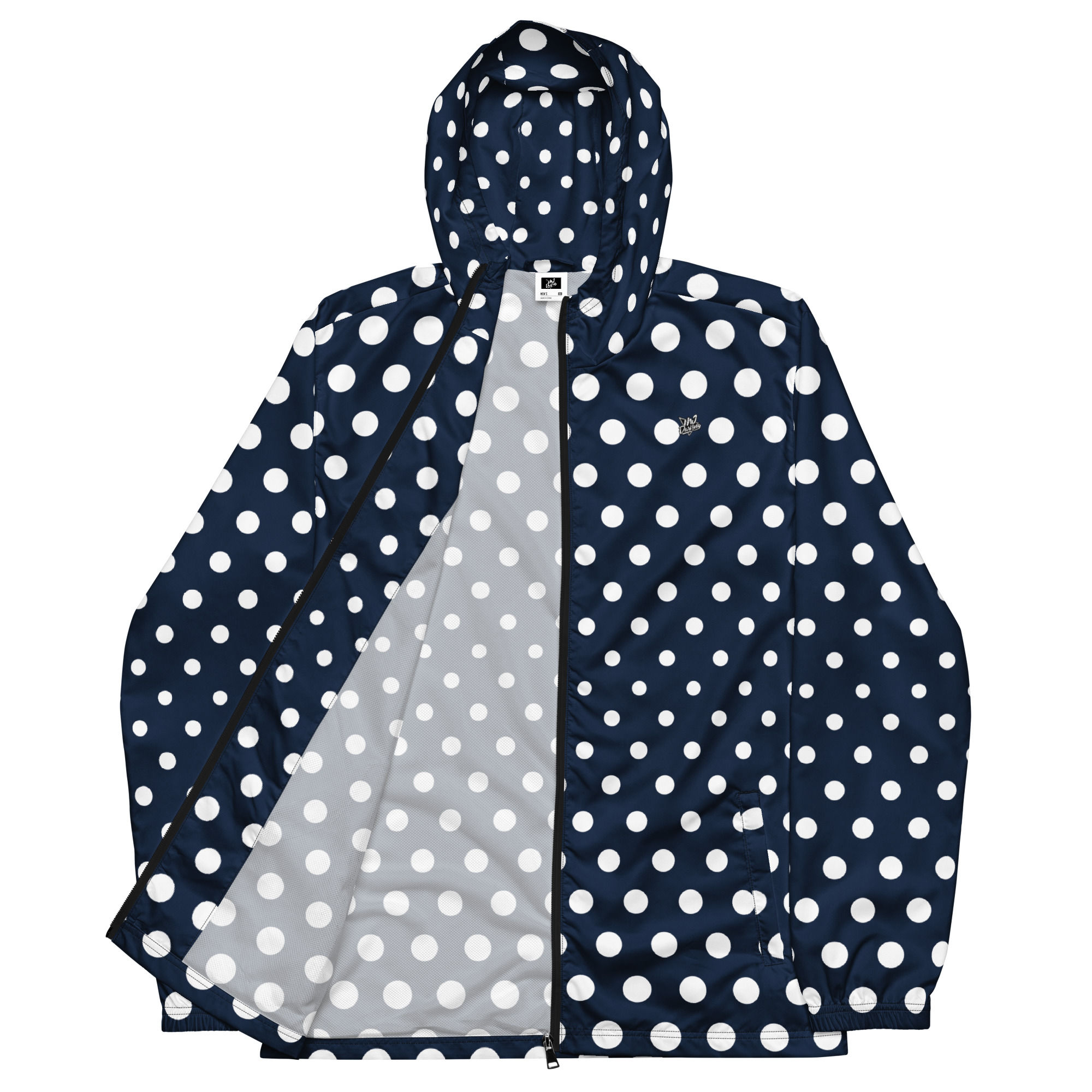 Classic Essentials Men’s Windbreaker (Polka Dot; White/Navy)