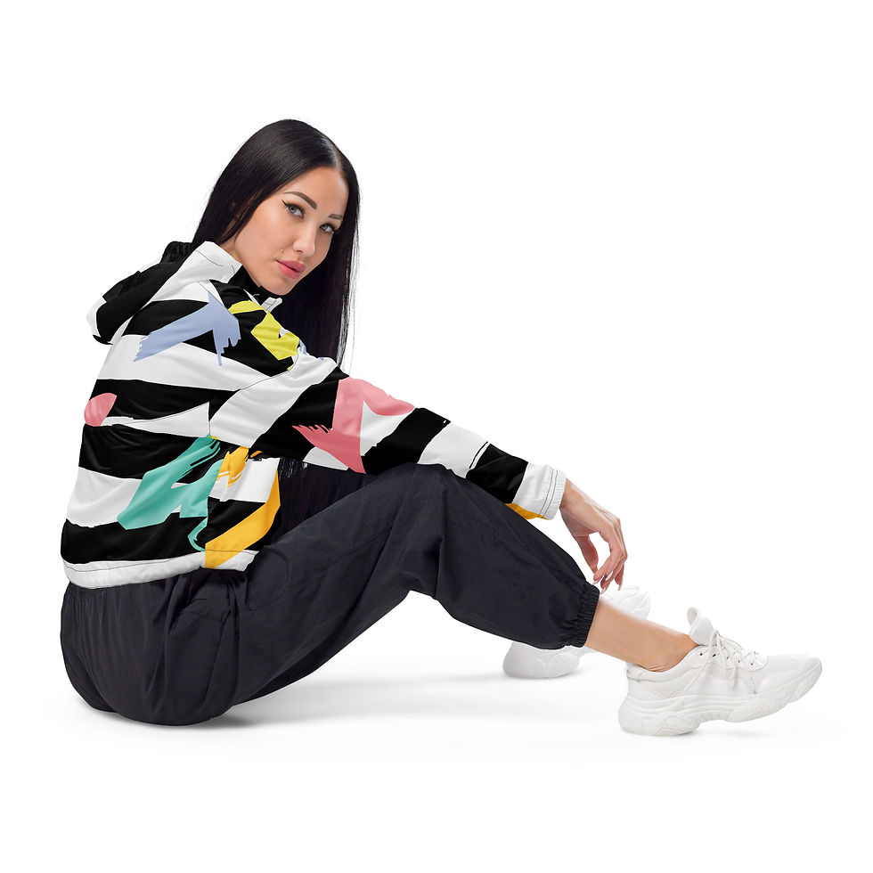 Thumbnail: Rockstar Essentials Women’s Cropped Windbreaker (Letters From Paris)