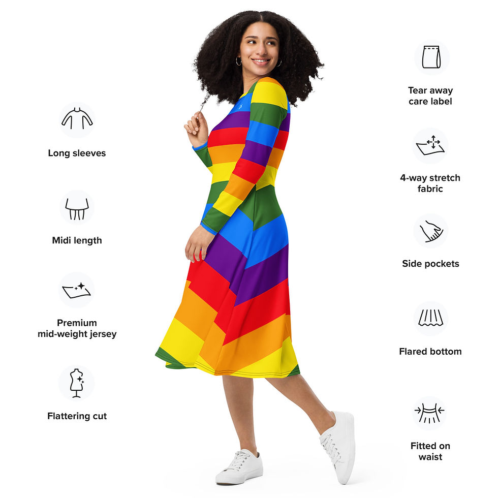 Thumbnail: Rockstar Essentials Women's Long Sleeve Midi Dress w/ Pockets (Pride)