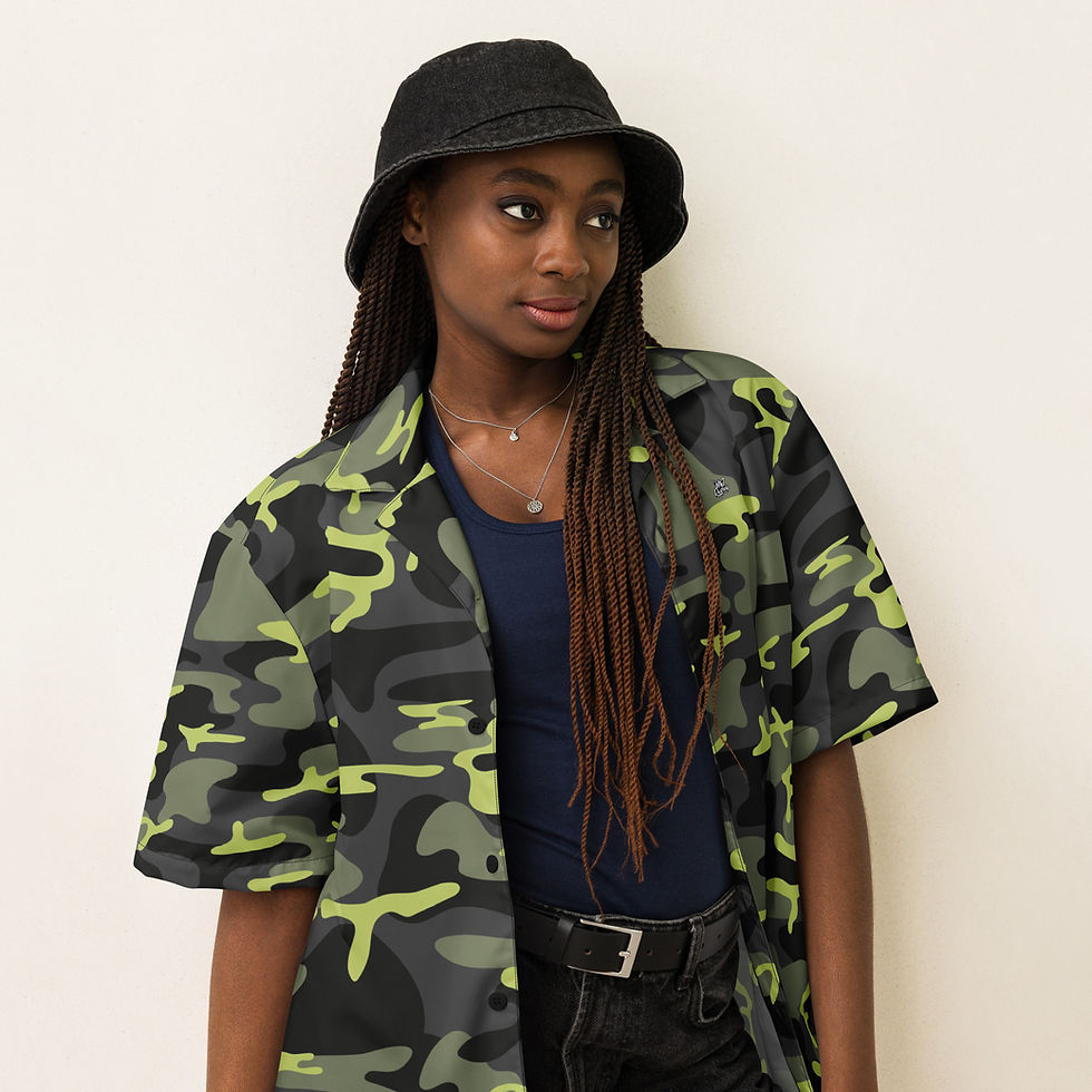 Thumbnail: Rockstar Essentials Short Sleeve Button Down Shirt (Unisex; Shiggy; Camo Green)
