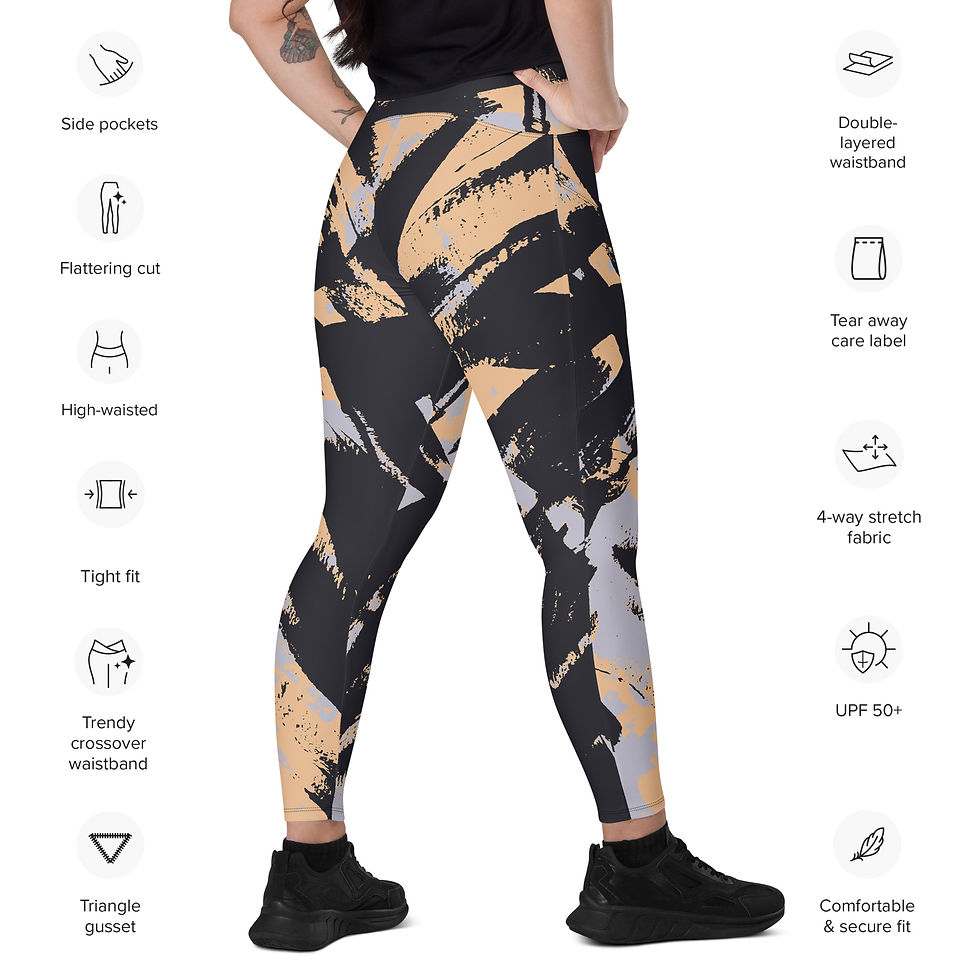 Thumbnail: Rockstar Essentials Women’s Crossover Leggings w/ Pockets (Brush Strokes)