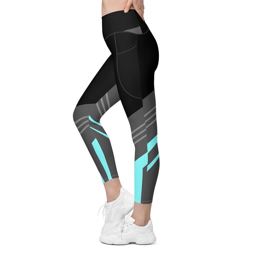 Thumbnail: Superhuman Essentials Women's Sport Leggings w/ Pockets (Cyan/Black)