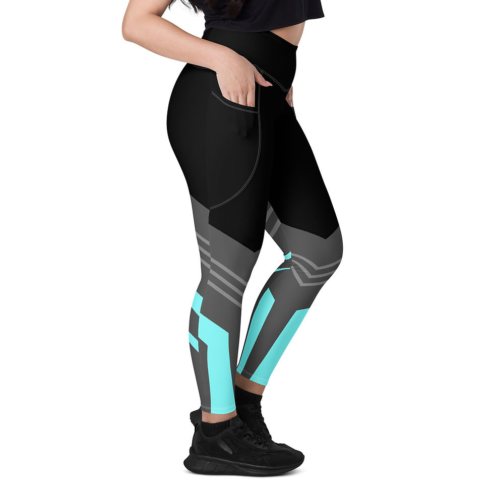 Thumbnail: Superhuman Essentials Women's Sport Leggings w/ Pockets (Cyan/Black)