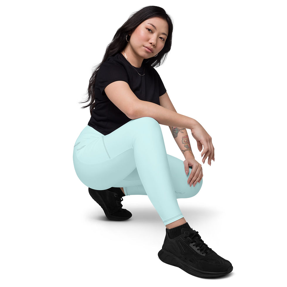 Thumbnail: Classic Essentials Women’s Crossover Leggings w/ Pockets (Cyan)