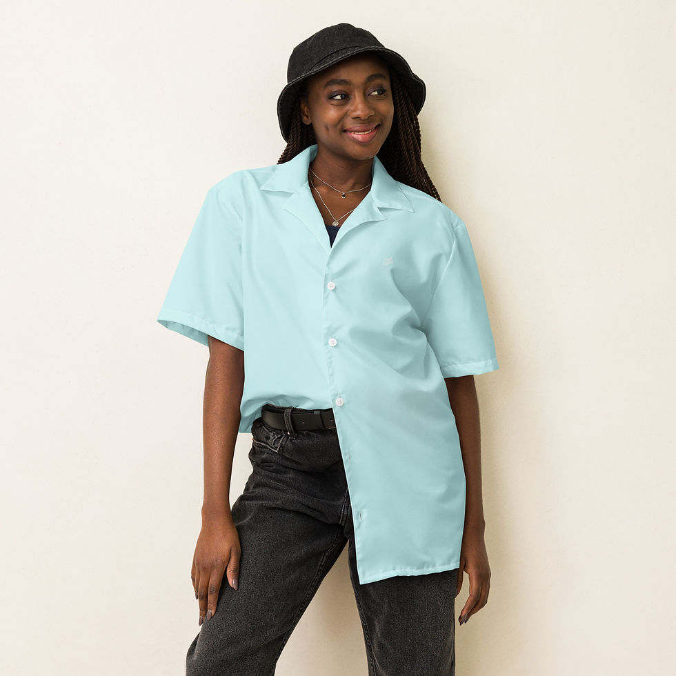 Thumbnail: Classic Essentials Short Sleeve Button Down Shirt (Unisex; Cyan/Turquoise)