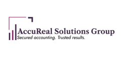 AccuReal Solutions Group logo with bar‑chart icon and the tagline ‘Secured accounting. Trusted results.'