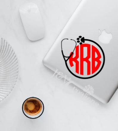 Vet Monogram Vinyl Decal