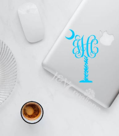 Palm Tree Monogram Vinyl Decal